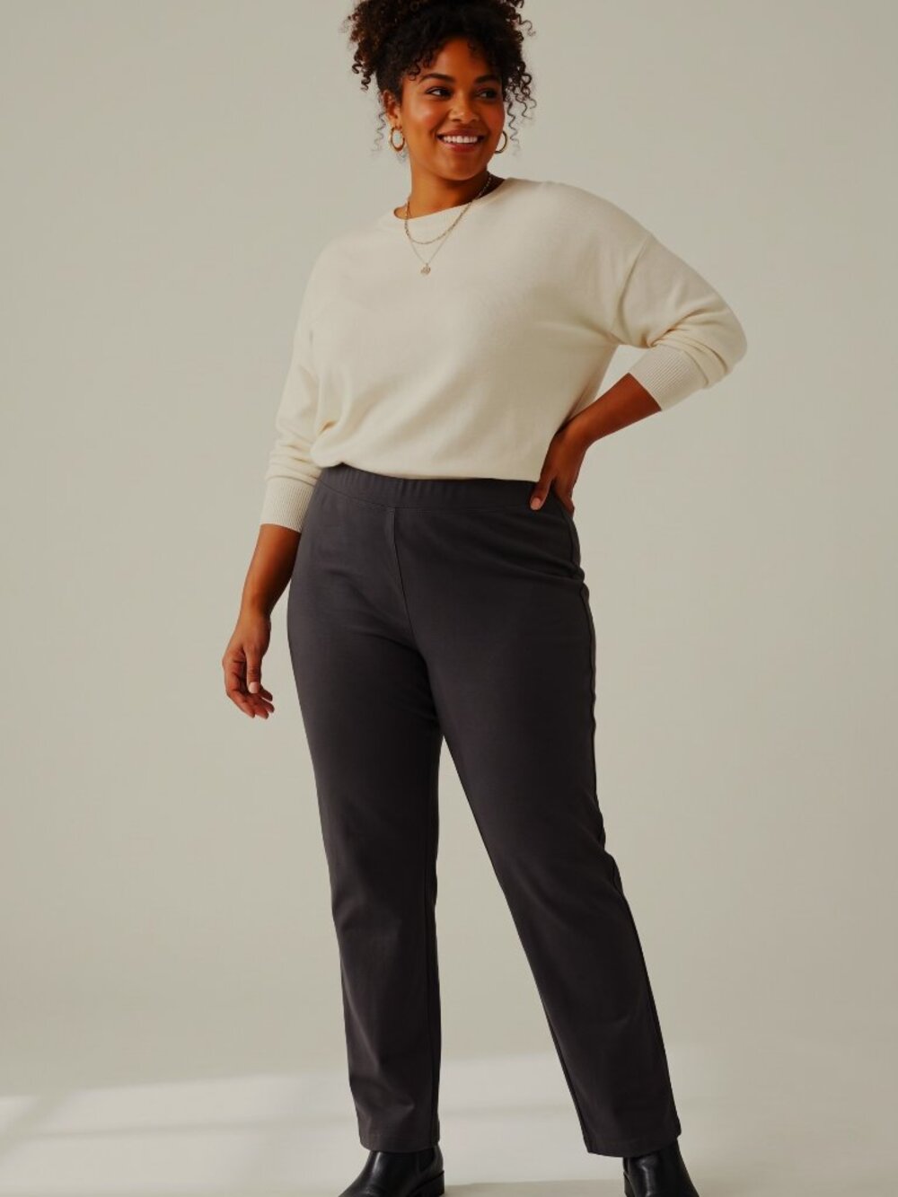 Eileen Fisher Slim Ankle Charcoal Gray Washable Stretch Crepe Pants Plus Size 2X